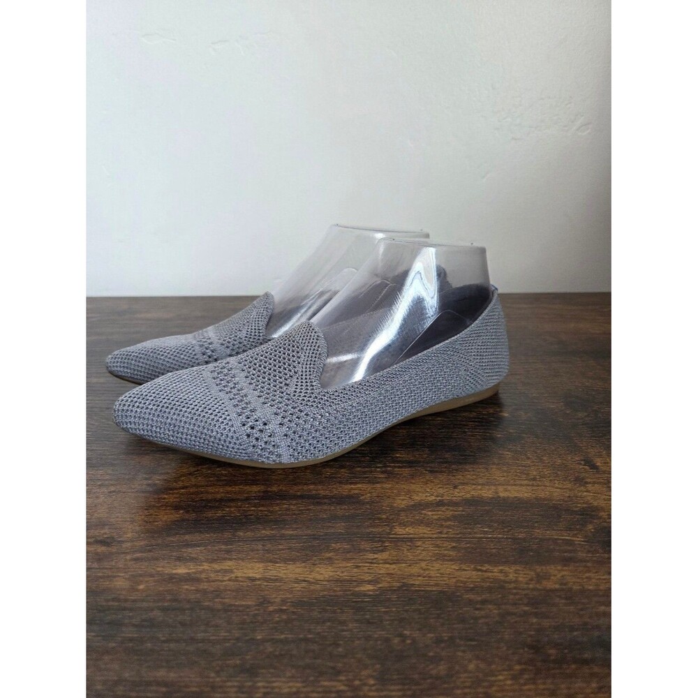 Gray Knit Pointed Toe Ballet Flat Shoes Slip On Preppy Comfy Office School 6